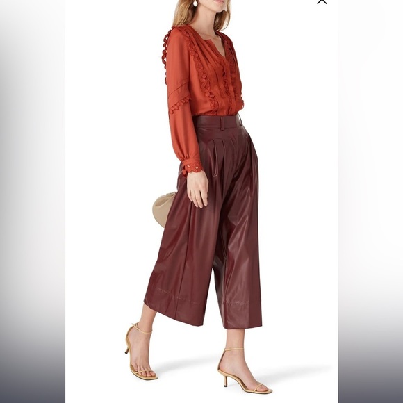 Rebecca Taylor Brick Red Silk Embroidered Top - Picture 3 of 16